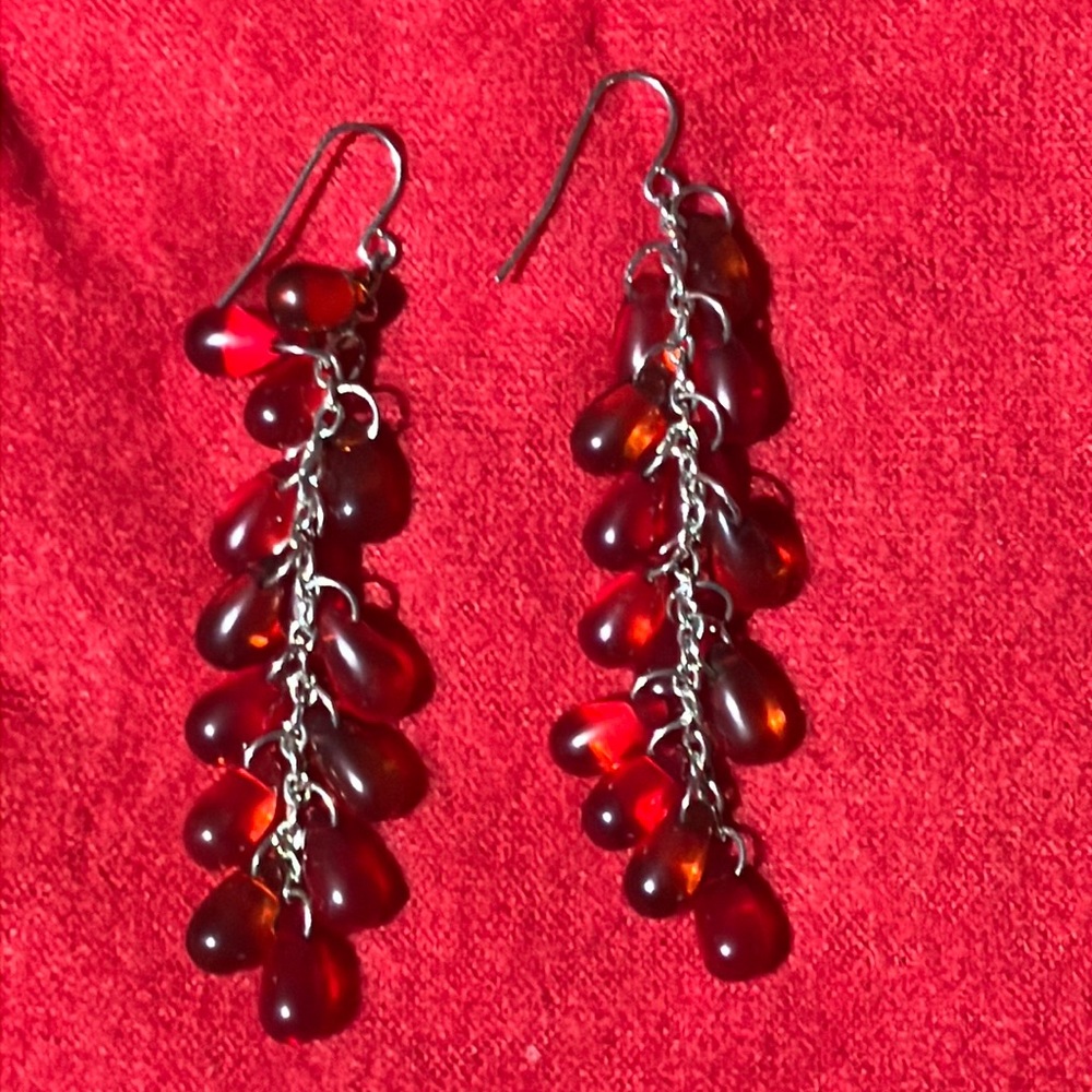 Red and Orange drop earrings